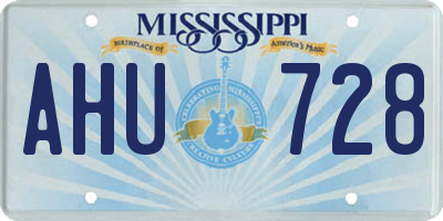 MS license plate AHU728