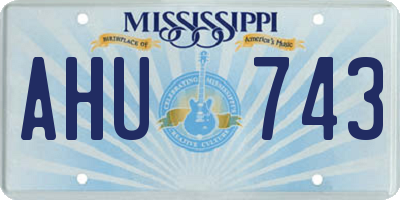 MS license plate AHU743