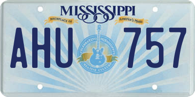 MS license plate AHU757