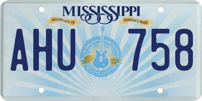 MS license plate AHU758