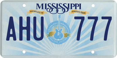 MS license plate AHU777