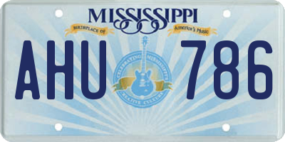 MS license plate AHU786