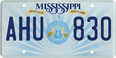 MS license plate AHU830