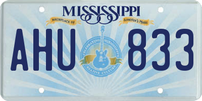 MS license plate AHU833