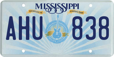 MS license plate AHU838