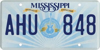 MS license plate AHU848