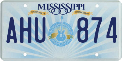 MS license plate AHU874