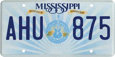 MS license plate AHU875
