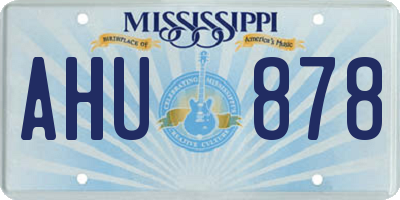 MS license plate AHU878