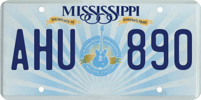 MS license plate AHU890