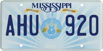 MS license plate AHU920