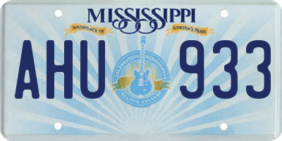 MS license plate AHU933