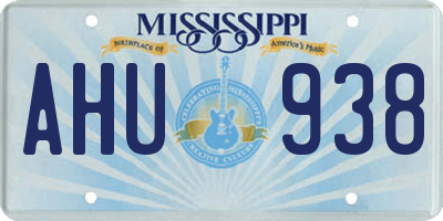 MS license plate AHU938