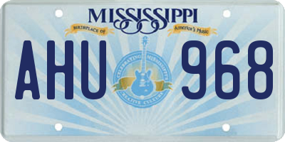MS license plate AHU968