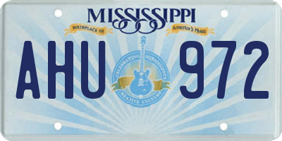 MS license plate AHU972