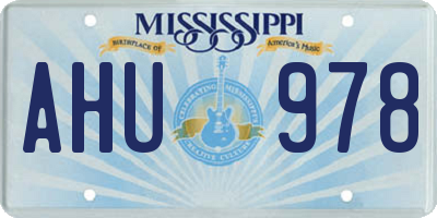 MS license plate AHU978