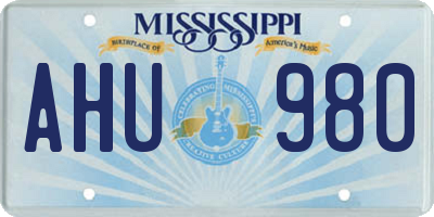 MS license plate AHU980