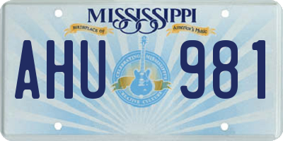 MS license plate AHU981