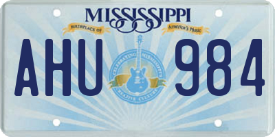 MS license plate AHU984