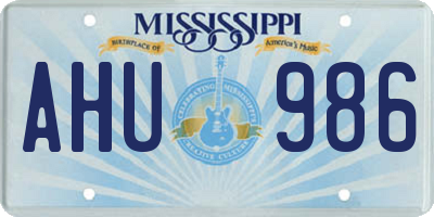 MS license plate AHU986