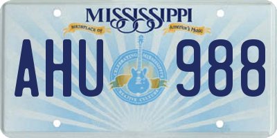 MS license plate AHU988