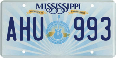 MS license plate AHU993