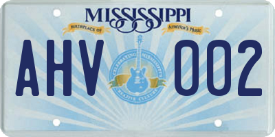 MS license plate AHV002