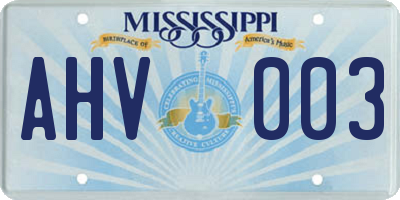 MS license plate AHV003
