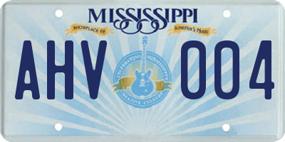 MS license plate AHV004