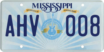 MS license plate AHV008