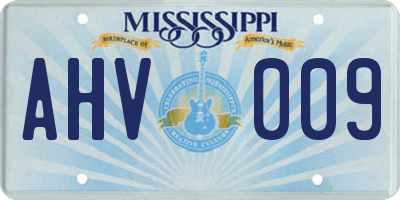 MS license plate AHV009