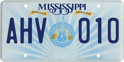 MS license plate AHV010