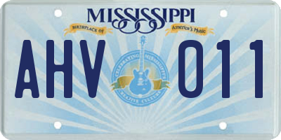 MS license plate AHV011
