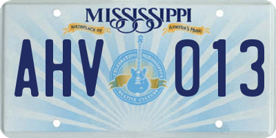 MS license plate AHV013
