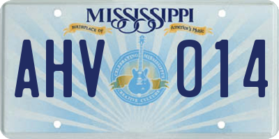 MS license plate AHV014