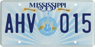 MS license plate AHV015