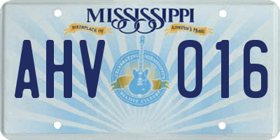 MS license plate AHV016