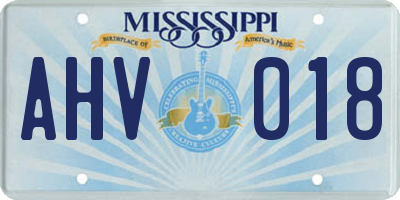 MS license plate AHV018