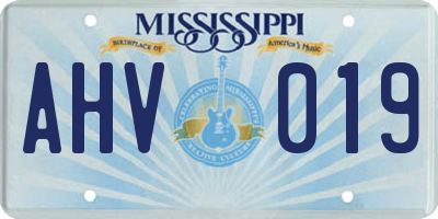 MS license plate AHV019