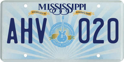 MS license plate AHV020