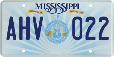 MS license plate AHV022
