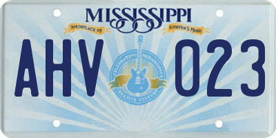 MS license plate AHV023