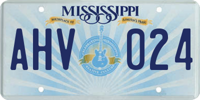 MS license plate AHV024