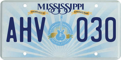 MS license plate AHV030