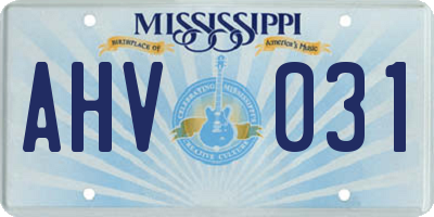 MS license plate AHV031