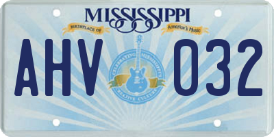 MS license plate AHV032