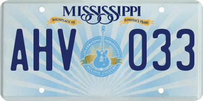 MS license plate AHV033