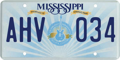 MS license plate AHV034