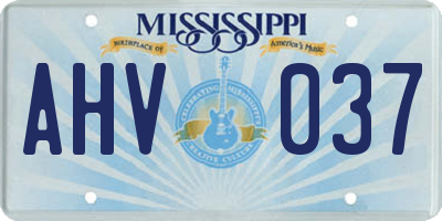 MS license plate AHV037