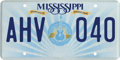 MS license plate AHV040